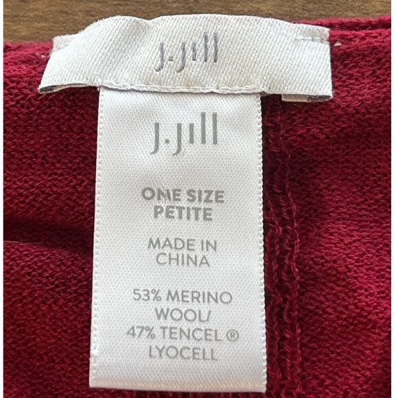 J. Jill Womens One Size Petite Red MerinoWool Tencel Poncho V Neck Beach Poncho - Picture 3 of 7